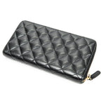 Wallet Classic Zip Around Wallet Black Quilted Caviar Leather