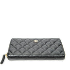 Wallet Classic Zip Around Wallet Black Quilted Caviar Leather