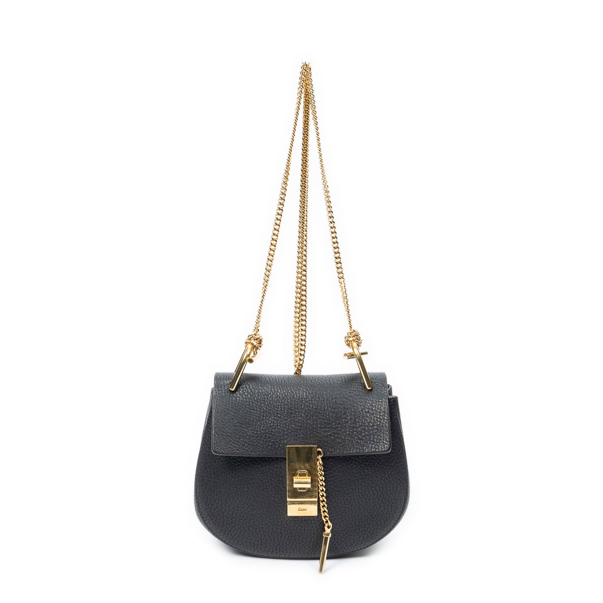 Shoulder Bag Mini Drew Black Grained Calfskin Leather