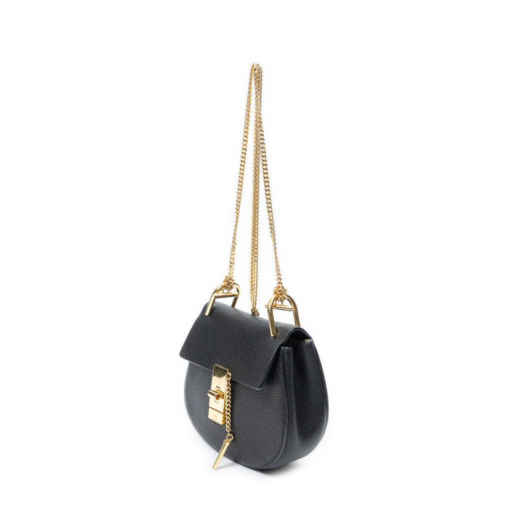 Shoulder Bag Mini Drew Black Grained Calfskin Leather