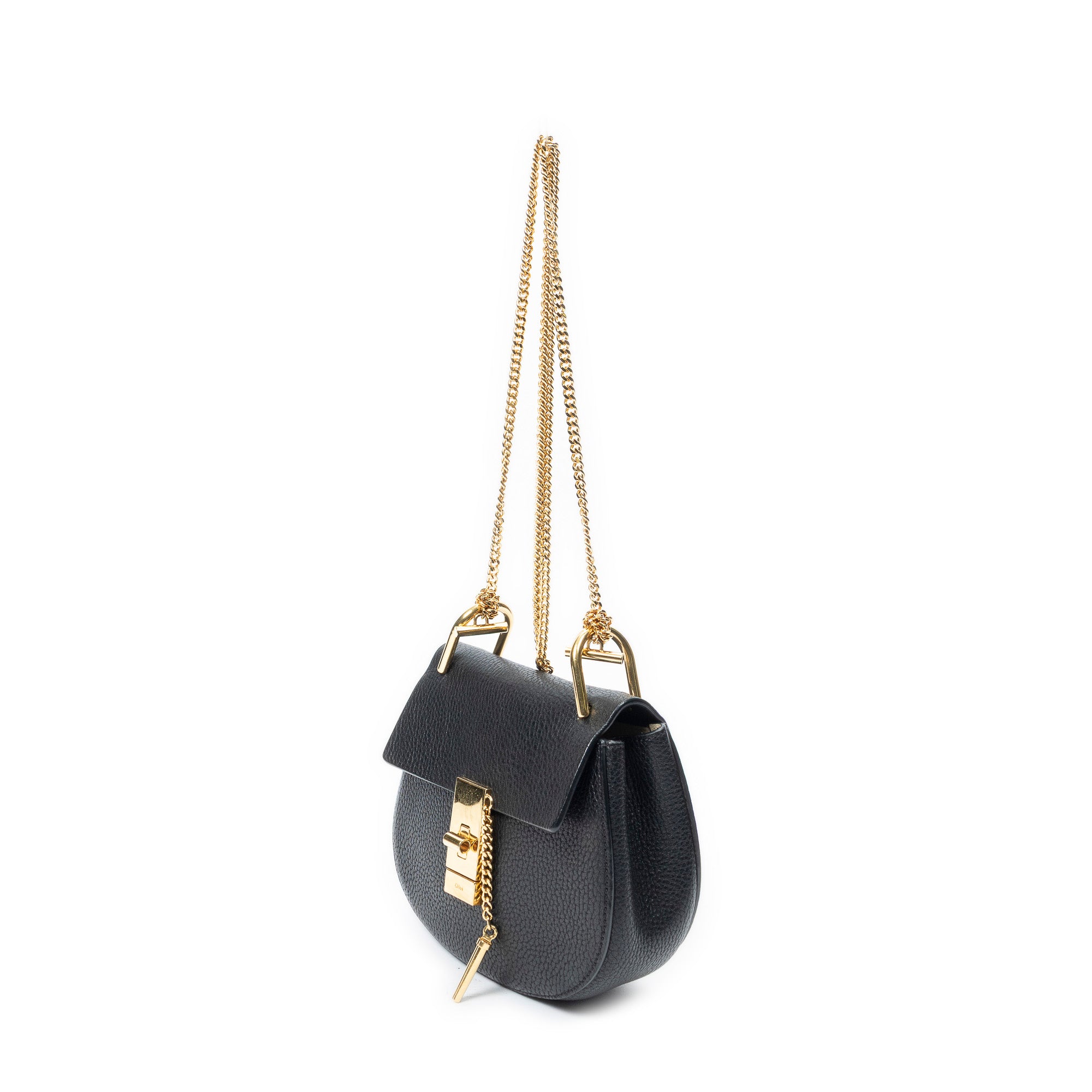 Shoulder Bag Mini Drew Black Grained Calfskin Leather