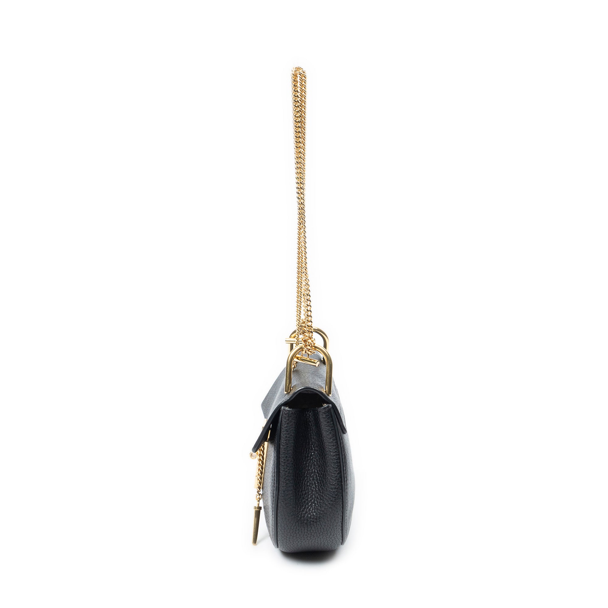 Shoulder Bag Mini Drew Black Grained Calfskin Leather