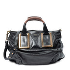 Shoulder Bag Small Ethel Black Distressed Calfskin Leather