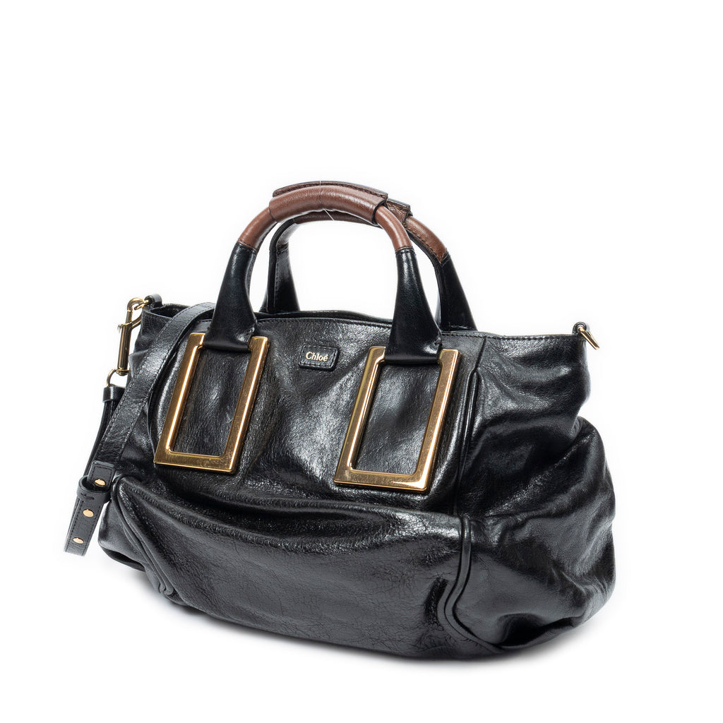 Shoulder Bag Small Ethel Black Distressed Calfskin Leather