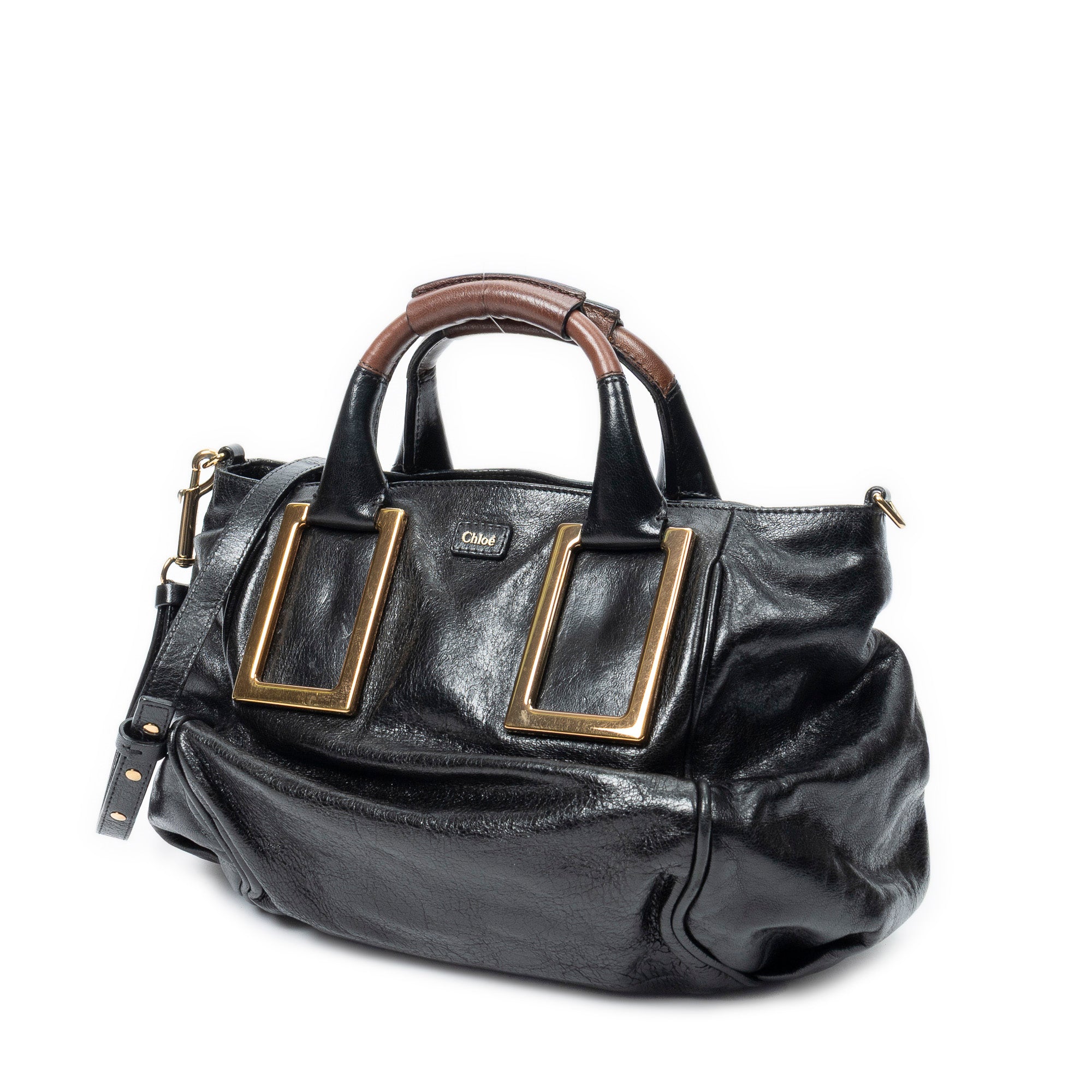 Shoulder Bag Small Ethel Black Distressed Calfskin Leather