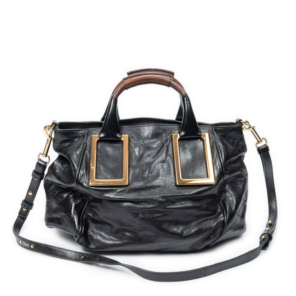 Shoulder Bag Small Ethel Black Distressed Calfskin Leather