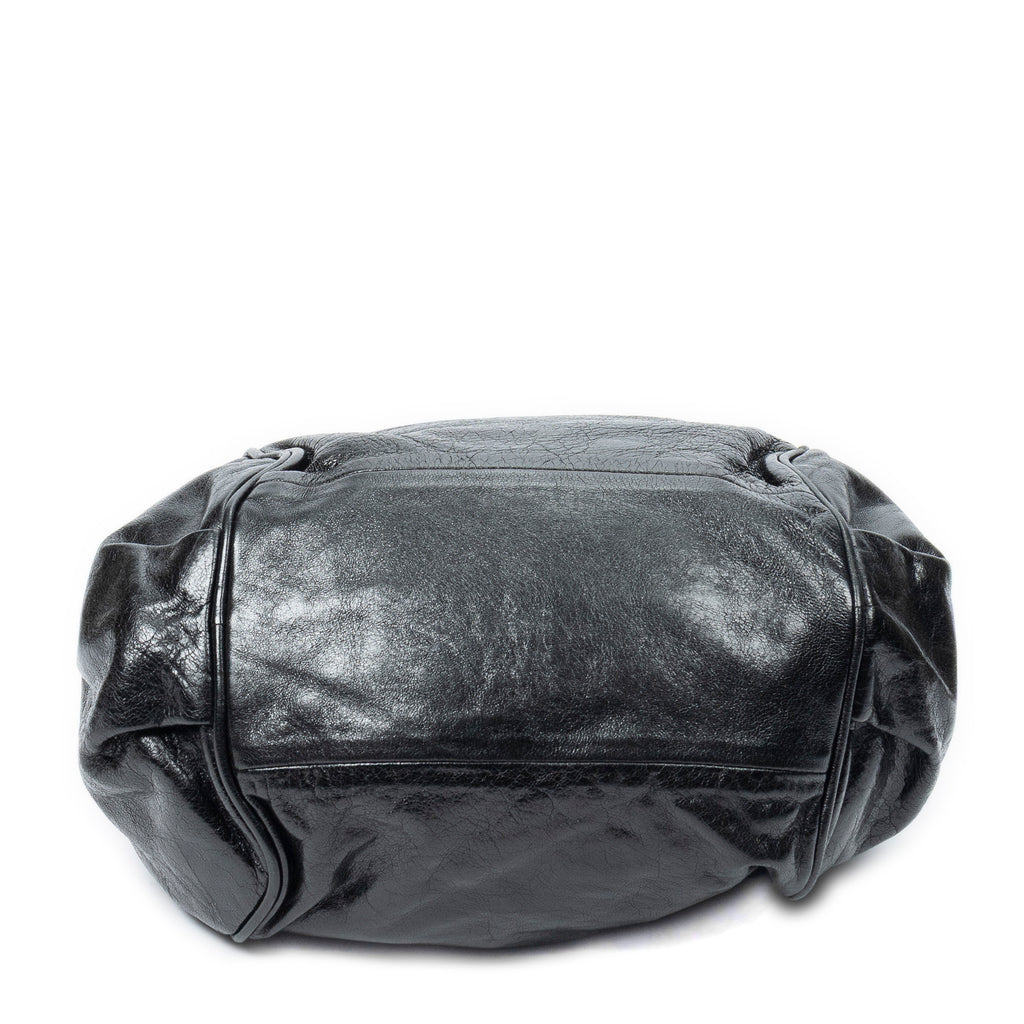 Shoulder Bag Small Ethel Black Distressed Calfskin Leather