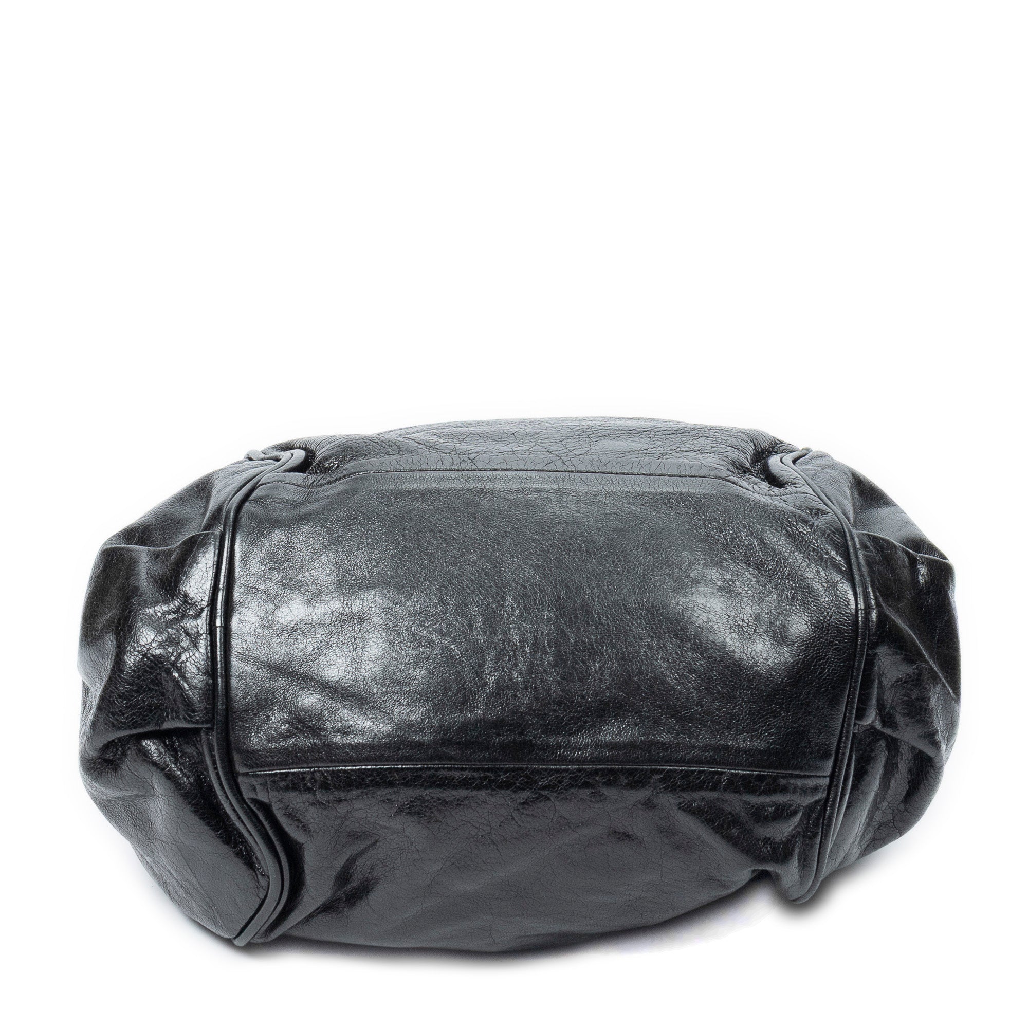 Shoulder Bag Small Ethel Black Distressed Calfskin Leather
