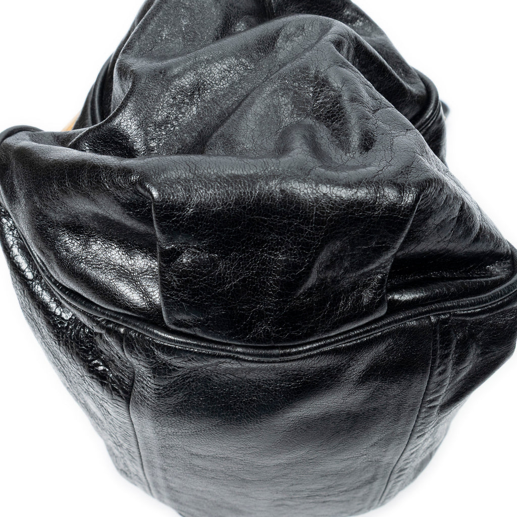 Shoulder Bag Small Ethel Black Distressed Calfskin Leather