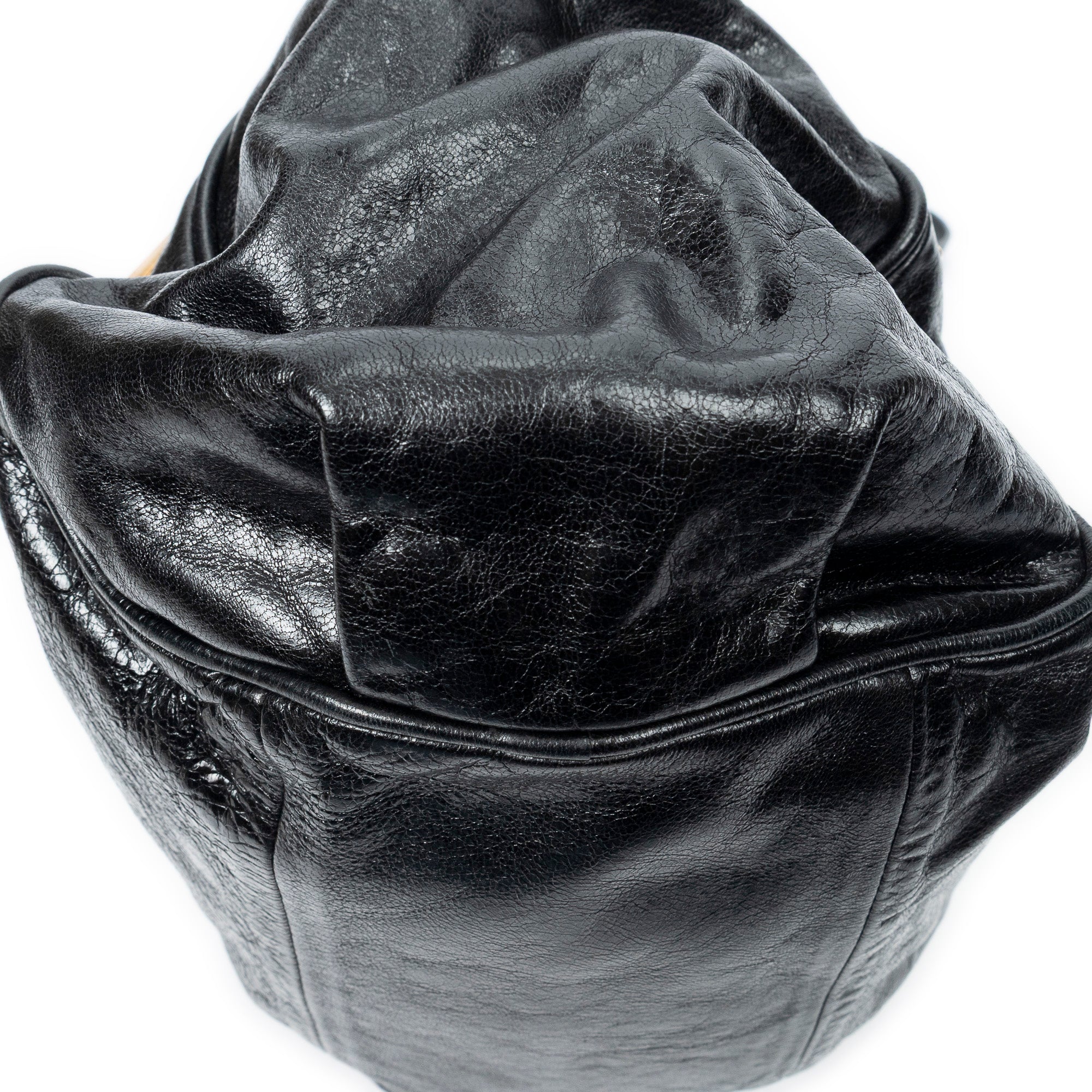 Shoulder Bag Small Ethel Black Distressed Calfskin Leather