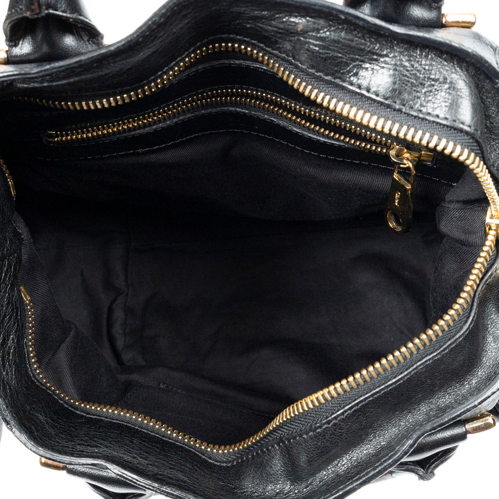 Shoulder Bag Small Ethel Black Distressed Calfskin Leather