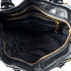Shoulder Bag Small Ethel Black Distressed Calfskin Leather