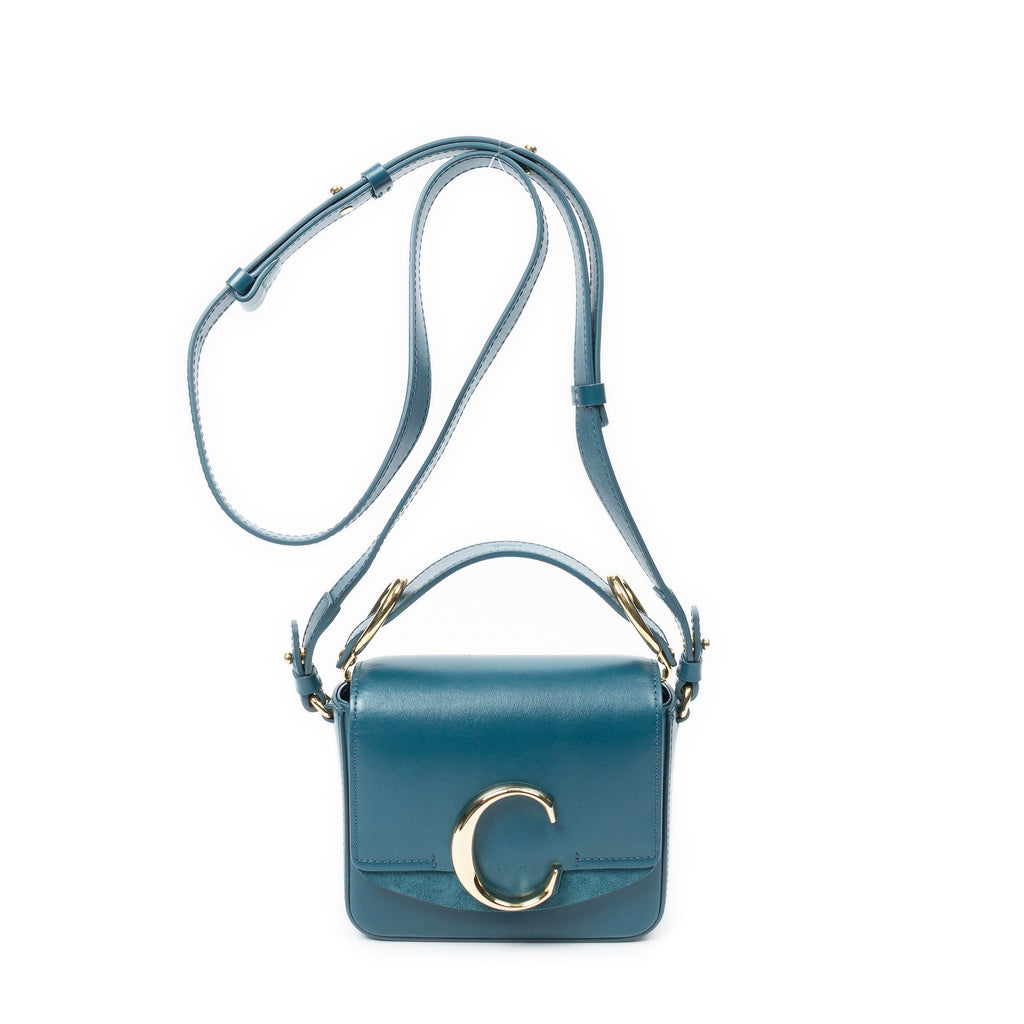 Shoulder Bag Mini C Crossbody Dark Teal Calfskin Leather