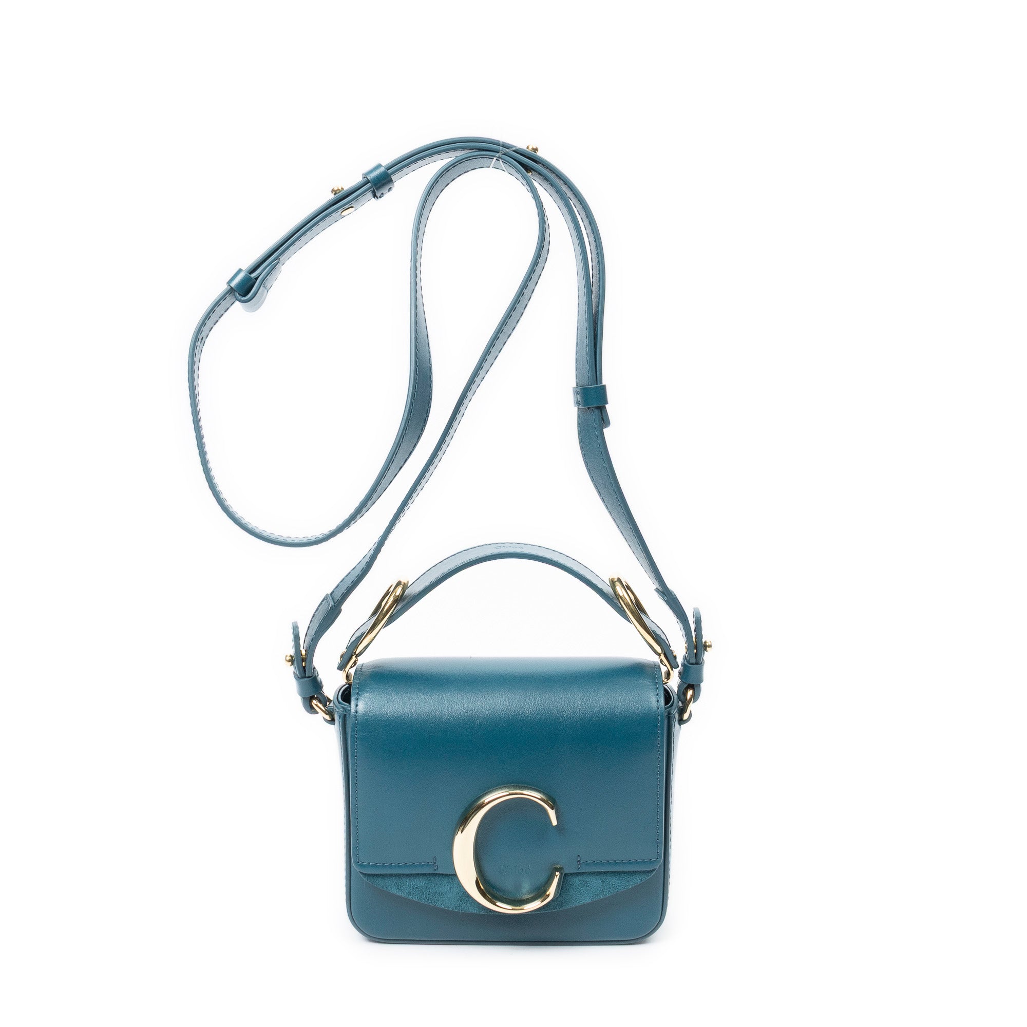 Shoulder Bag Mini C Crossbody Dark Teal Calfskin Leather
