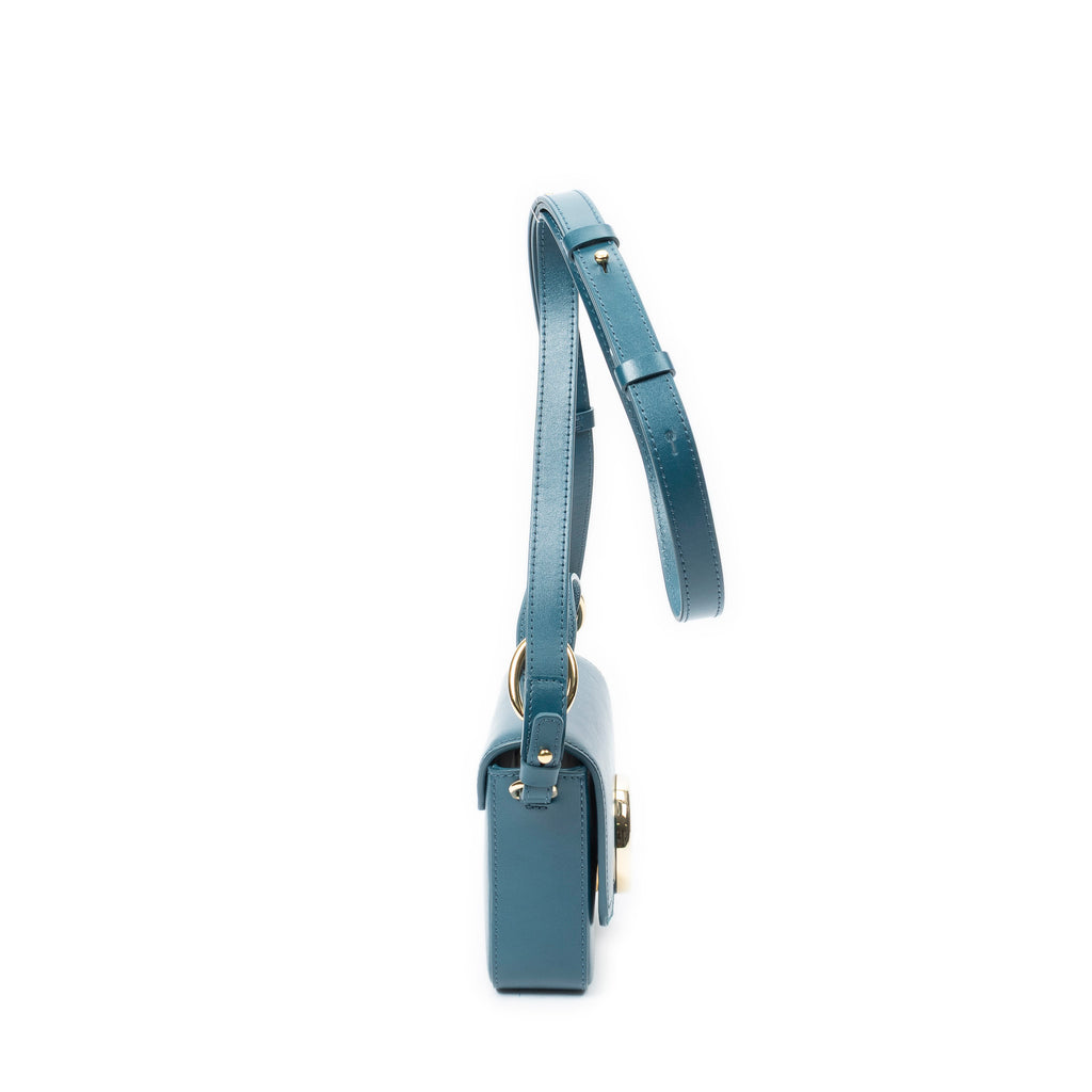 Shoulder Bag Mini C Crossbody Dark Teal Calfskin Leather