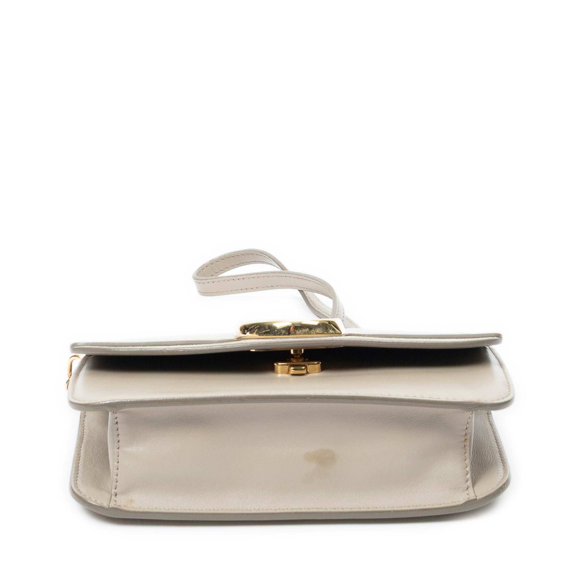Shoulder Bag C Chain Clutch Taupe Calfskin Leather