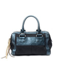Shoulder Bag Small Zip Boston Black Denim Canvas