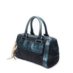 Shoulder Bag Small Zip Boston Black Denim Canvas