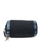 Shoulder Bag Small Zip Boston Black Denim Canvas