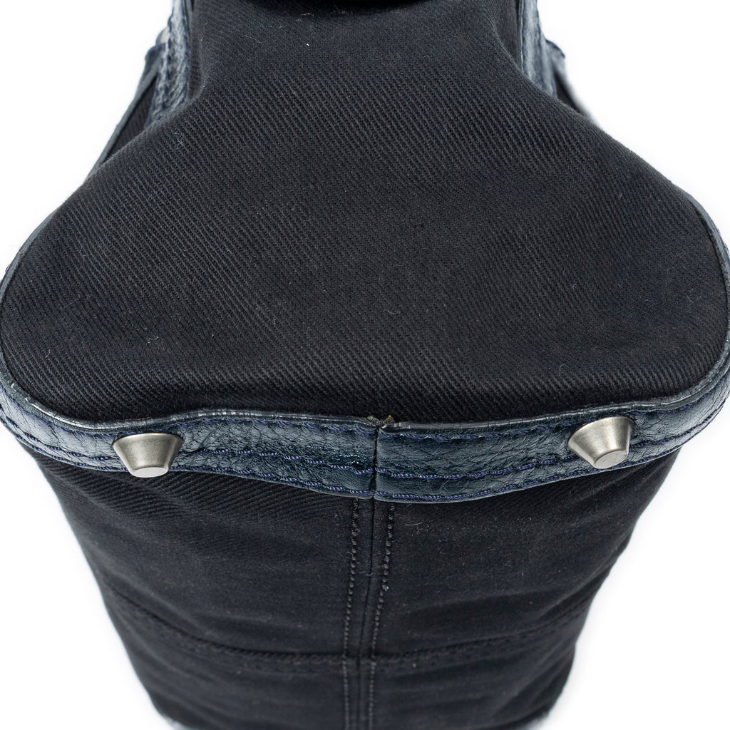 Shoulder Bag Small Zip Boston Black Denim Canvas
