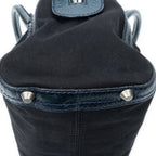Shoulder Bag Small Zip Boston Black Denim Canvas