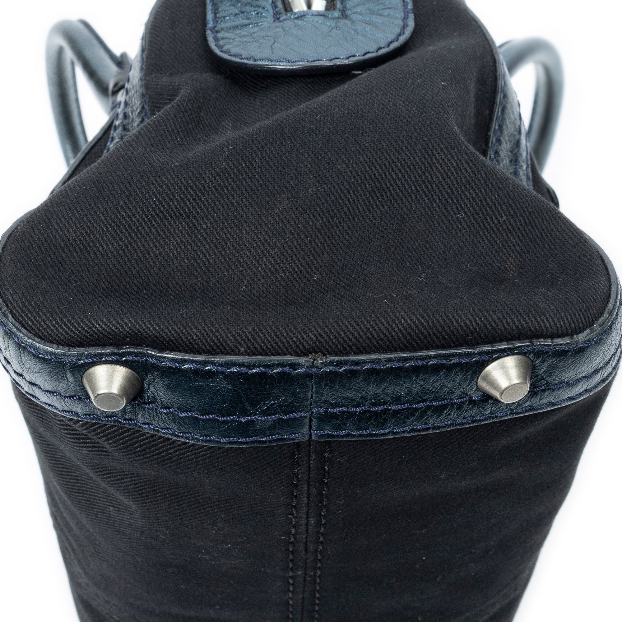 Shoulder Bag Small Zip Boston Black Denim Canvas