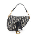 Shoulder Bag Mini Saddle Bag Navy Oblique Jacquard Canvas