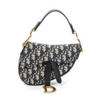 Shoulder Bag Mini Saddle Bag Navy Oblique Jacquard Canvas