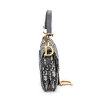 Shoulder Bag Mini Saddle Bag Navy Oblique Jacquard Canvas