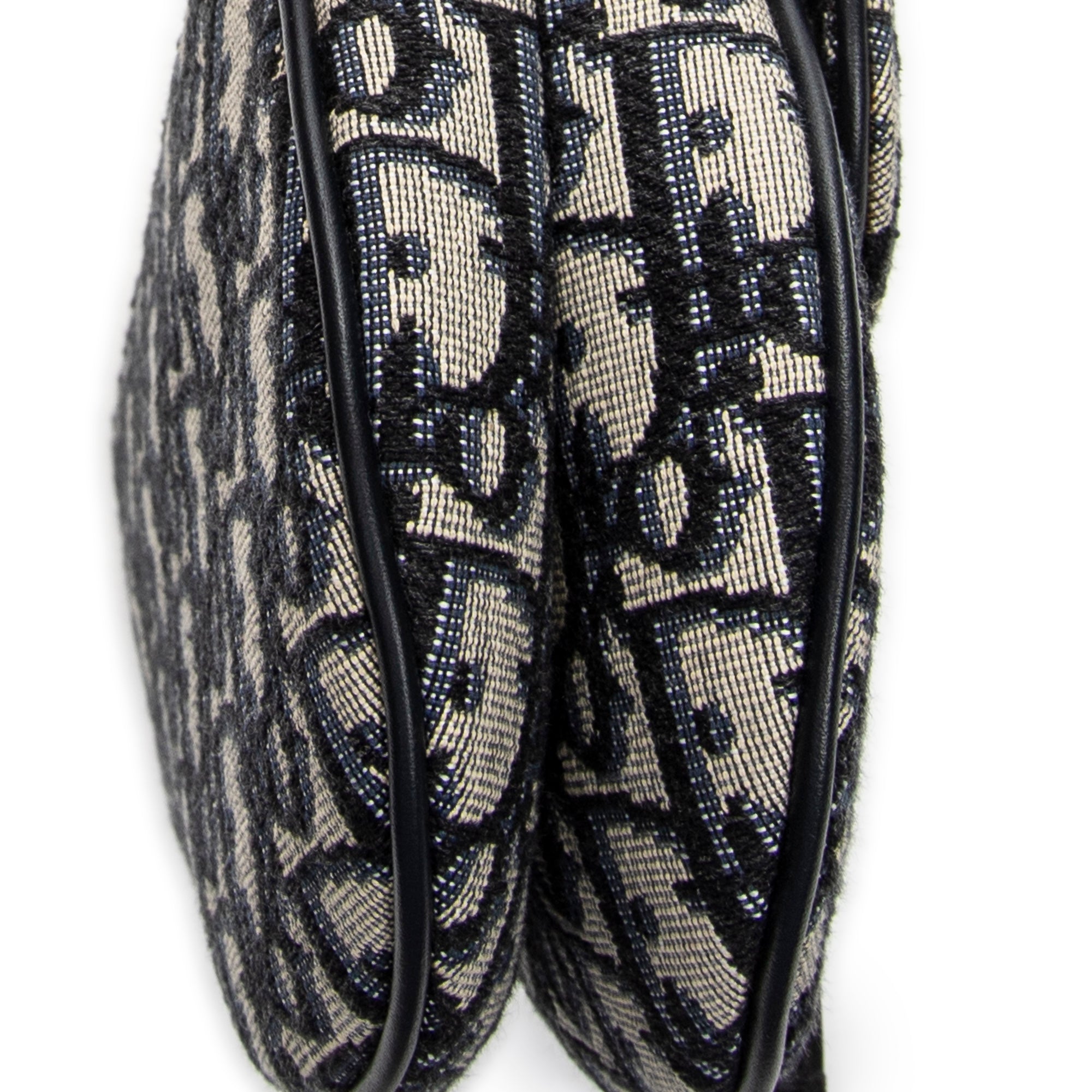 Shoulder Bag Mini Saddle Bag Navy Oblique Jacquard Canvas