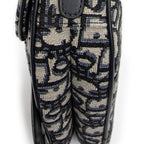 Shoulder Bag Mini Saddle Bag Navy Oblique Jacquard Canvas