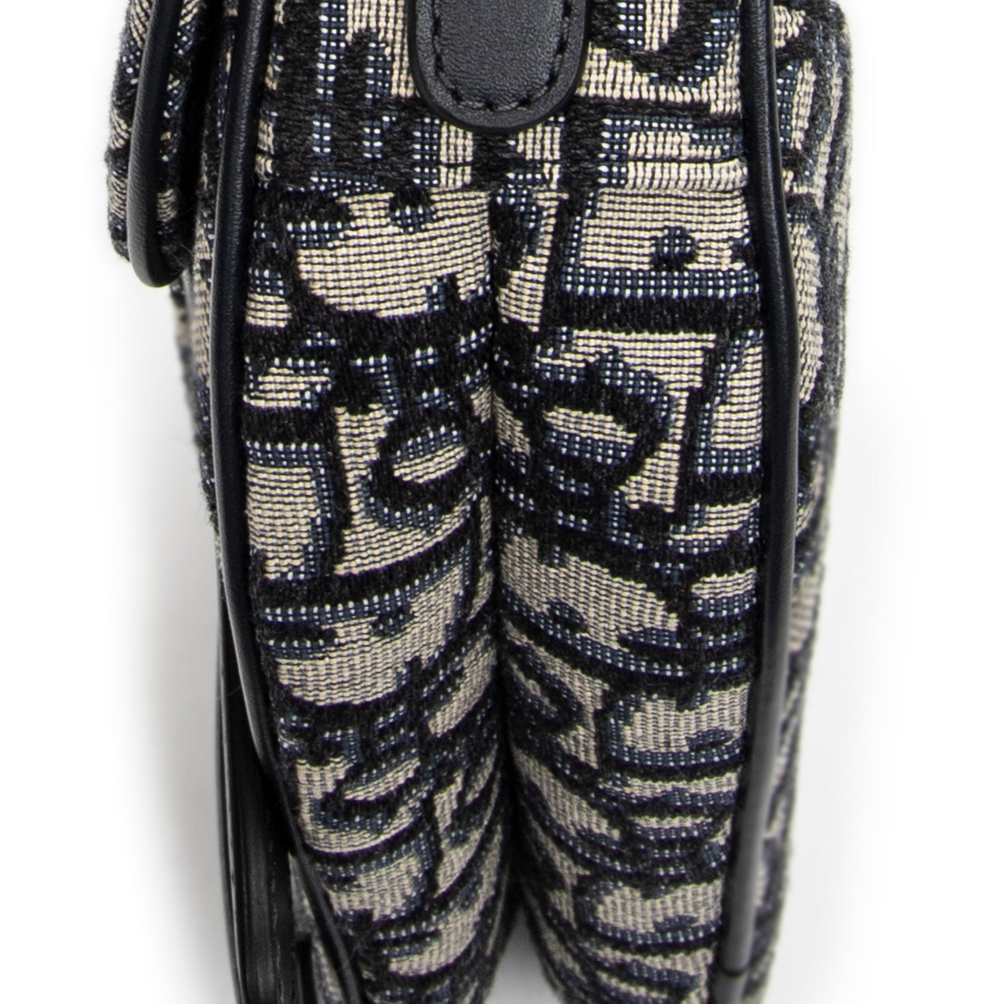 Shoulder Bag Mini Saddle Bag Navy Oblique Jacquard Canvas