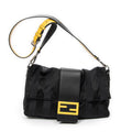 Shoulder Bag Large Convertible Baguette Belt Bag Black Pequin Stripe Nylon Canvas