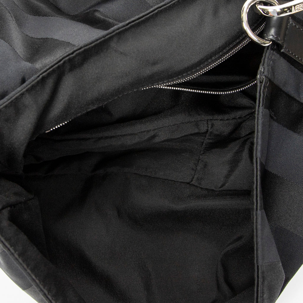 Shoulder Bag Large Convertible Baguette Belt Bag Black Pequin Stripe Nylon Canvas