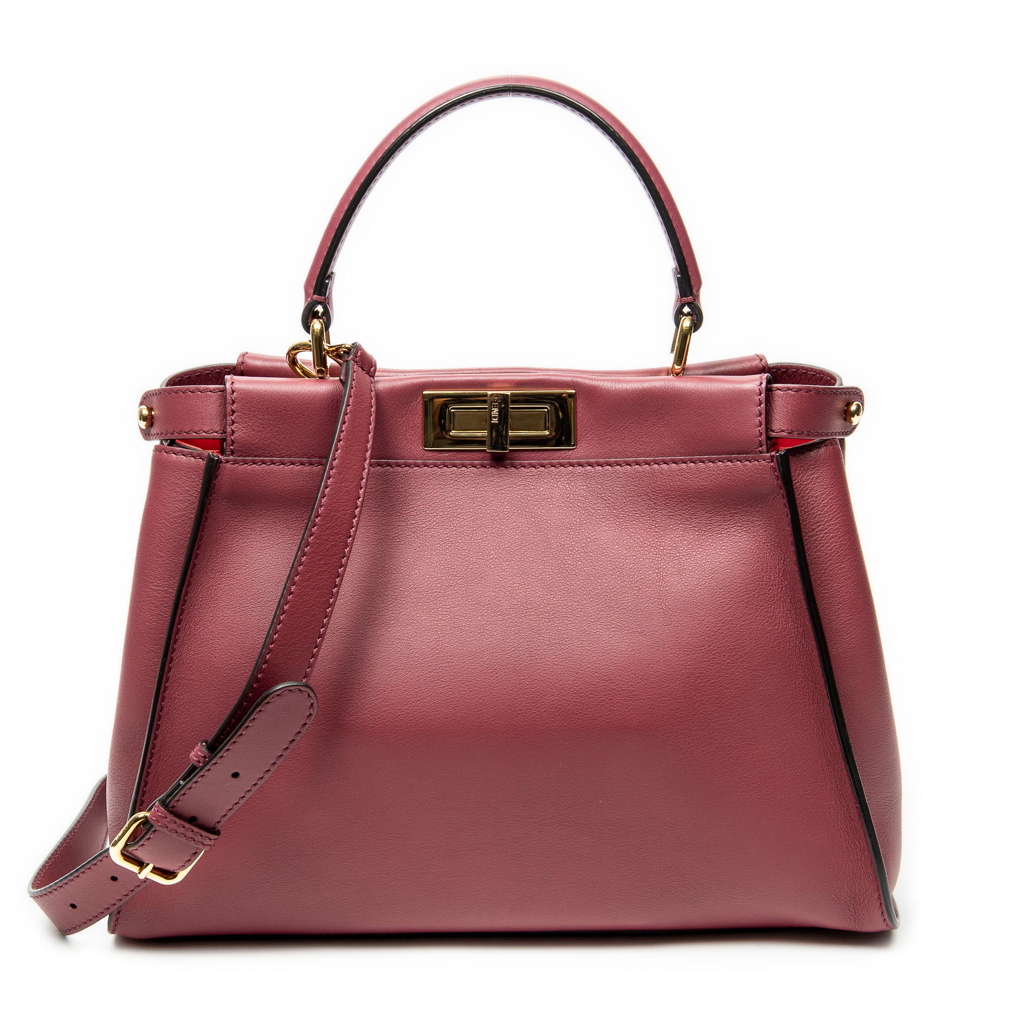 Shoulder Bag Medium Peekaboo Monster Burgundy Calfskin Leather