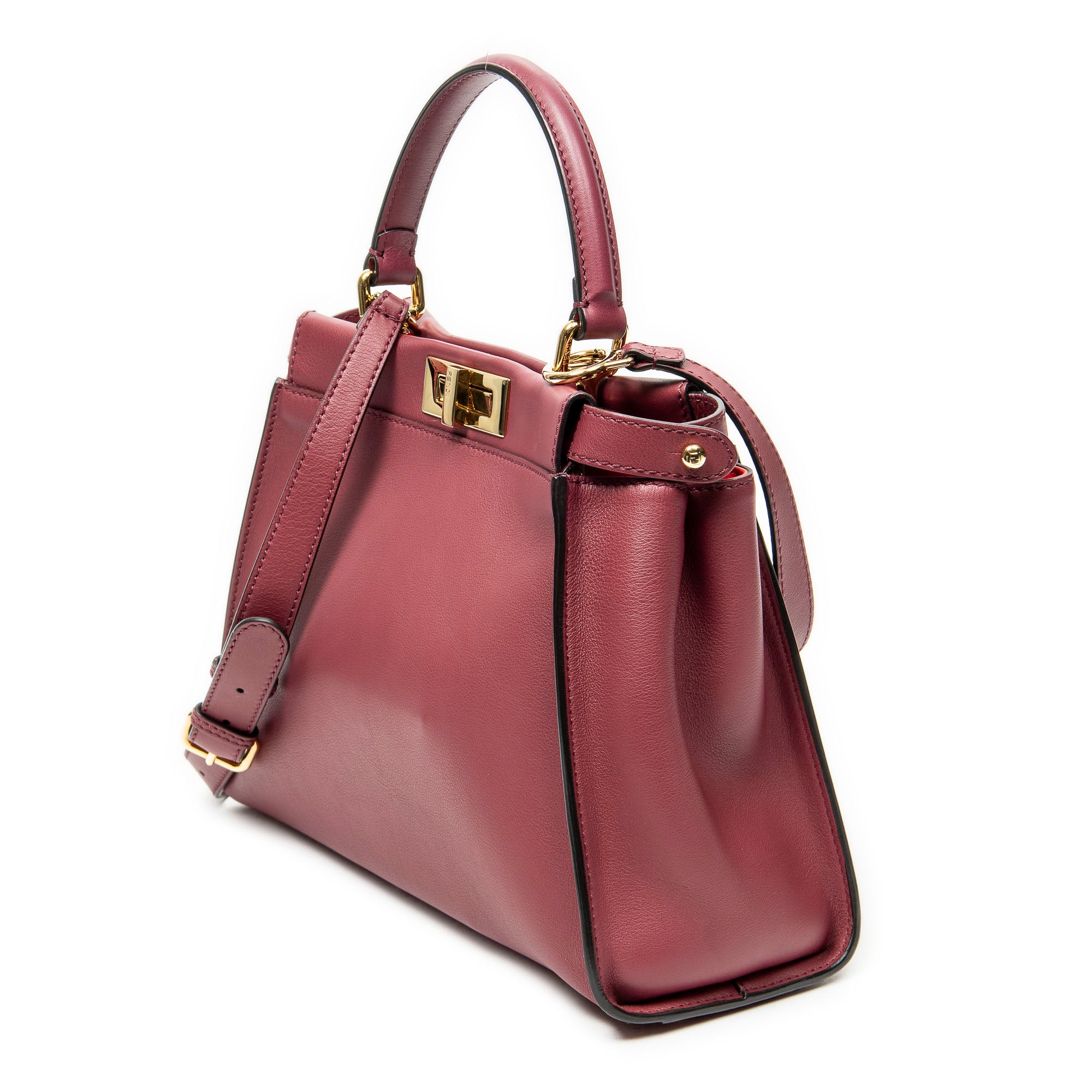 Shoulder Bag Medium Peekaboo Monster Burgundy Calfskin Leather