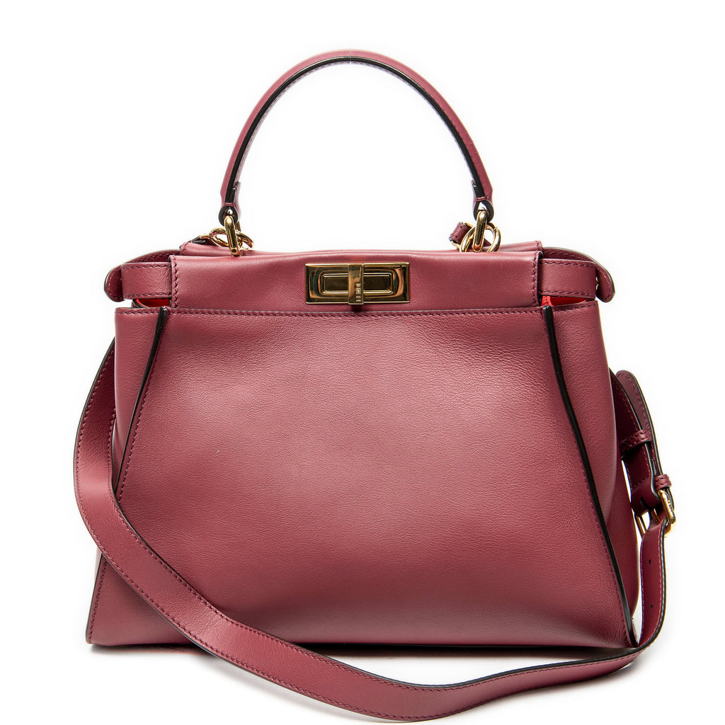 Shoulder Bag Medium Peekaboo Monster Burgundy Calfskin Leather