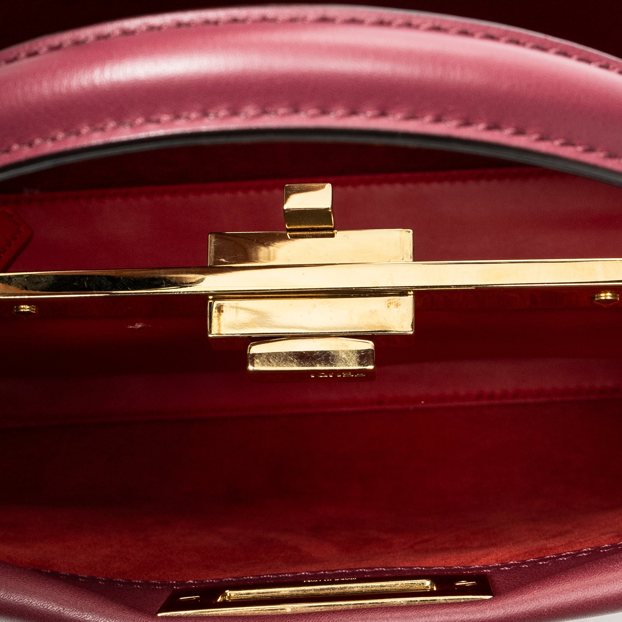Shoulder Bag Medium Peekaboo Monster Burgundy Calfskin Leather