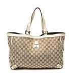 Shoulder Bag Large Abbey D-Ring Tote Beige Monogrammed Canvas