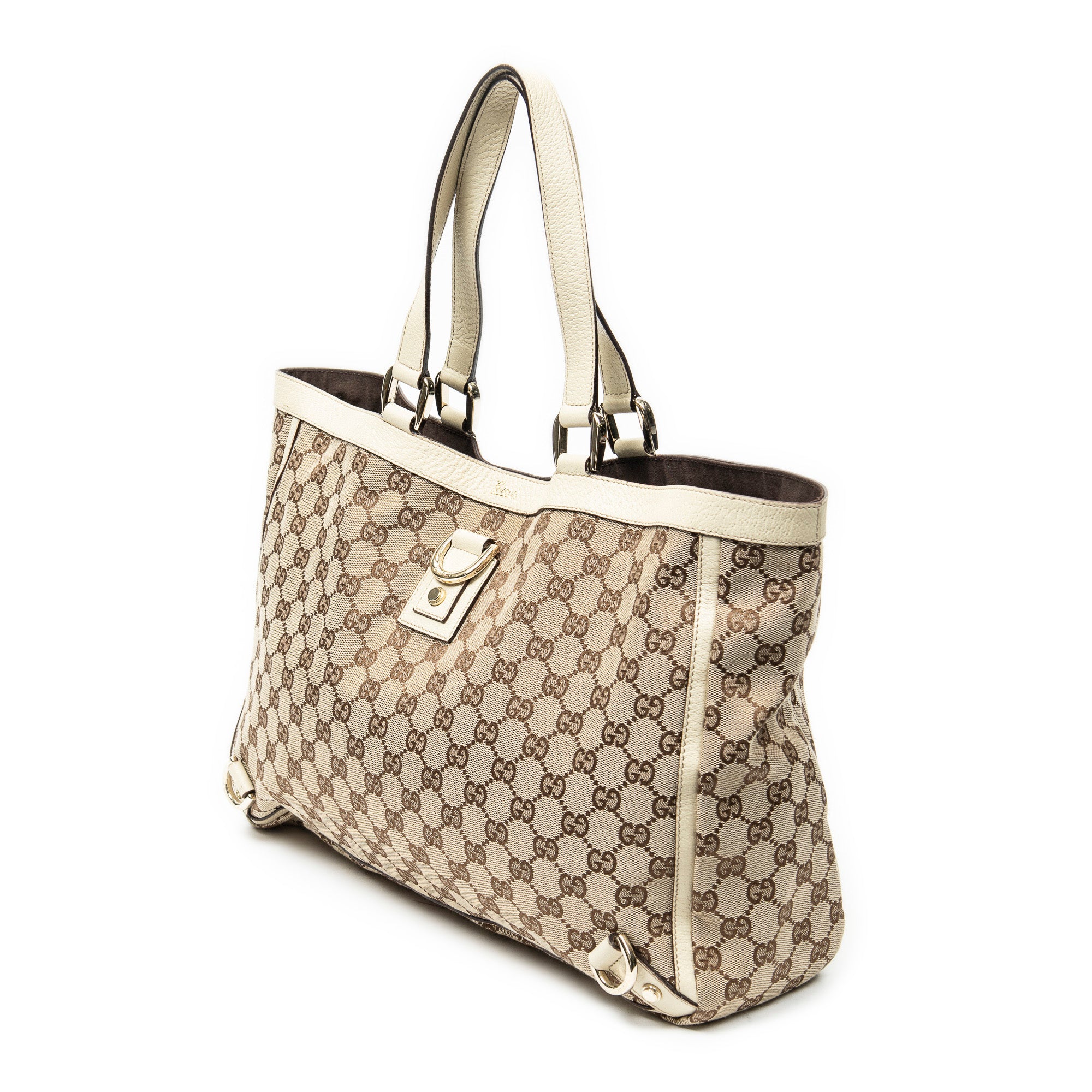 Shoulder Bag Large Abbey D-Ring Tote Beige Monogrammed Canvas
