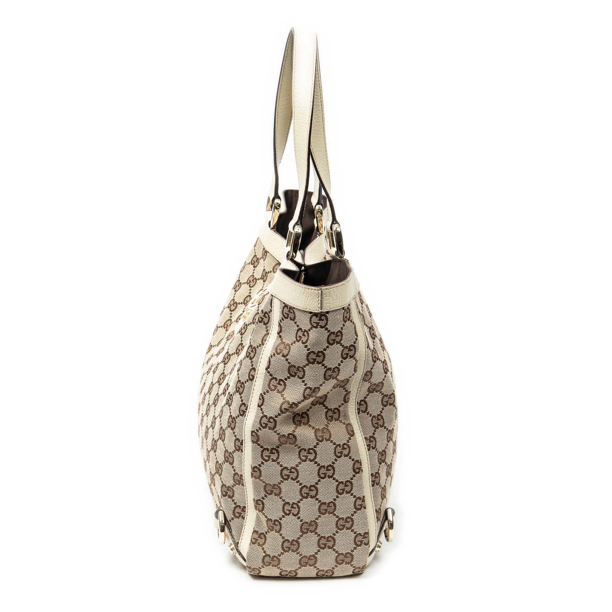Shoulder Bag Large Abbey D-Ring Tote Beige Monogrammed Canvas