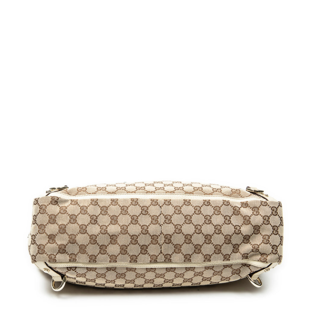 Shoulder Bag Large Abbey D-Ring Tote Beige Monogrammed Canvas
