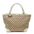 Shoulder Bag Web Mayfair Tote Beige Monogrammed Canvas