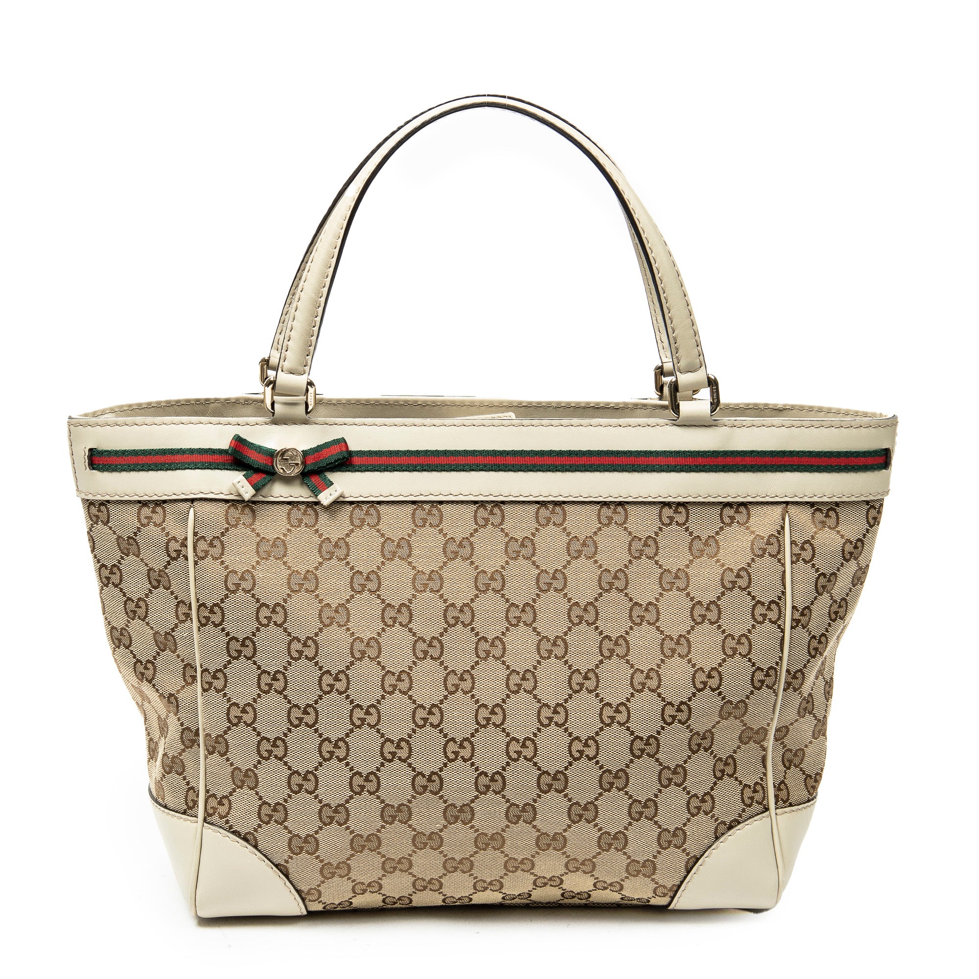 Shoulder Bag Web Mayfair Tote Beige Monogrammed Canvas