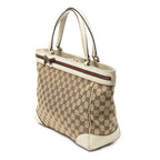 Shoulder Bag Web Mayfair Tote Beige Monogrammed Canvas