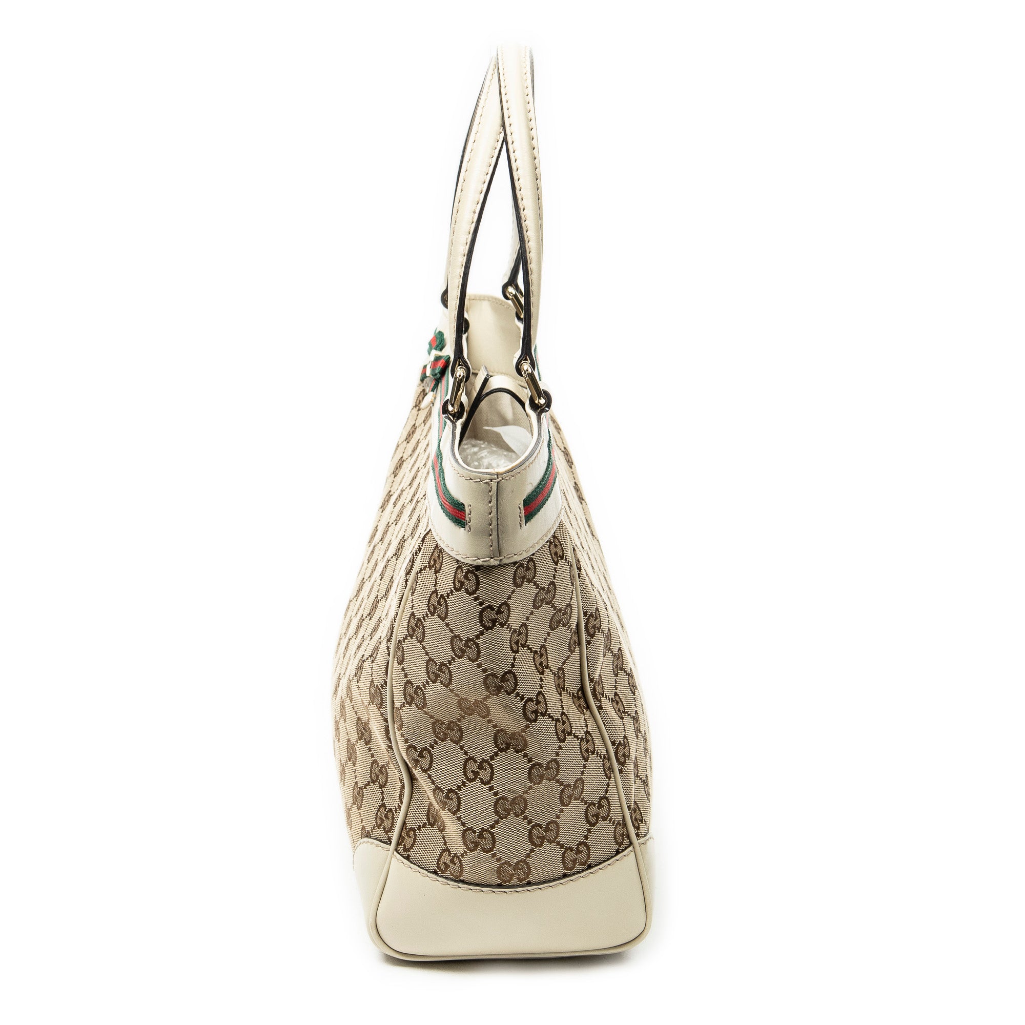 Shoulder Bag Web Mayfair Tote Beige Monogrammed Canvas