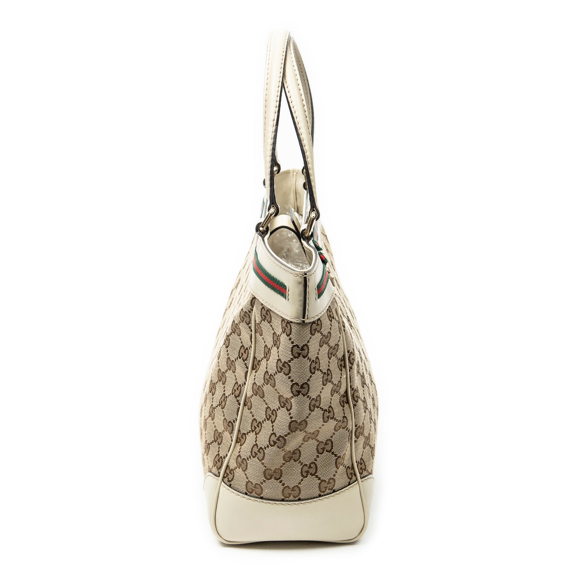 Shoulder Bag Web Mayfair Tote Beige Monogrammed Canvas