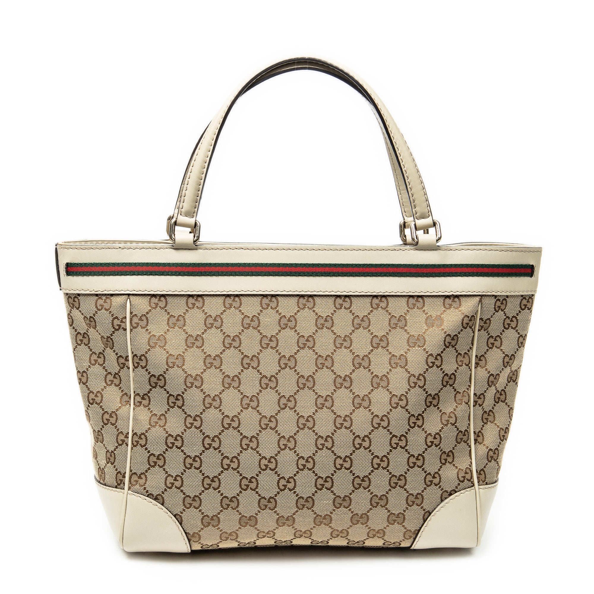 Shoulder Bag Web Mayfair Tote Beige Monogrammed Canvas