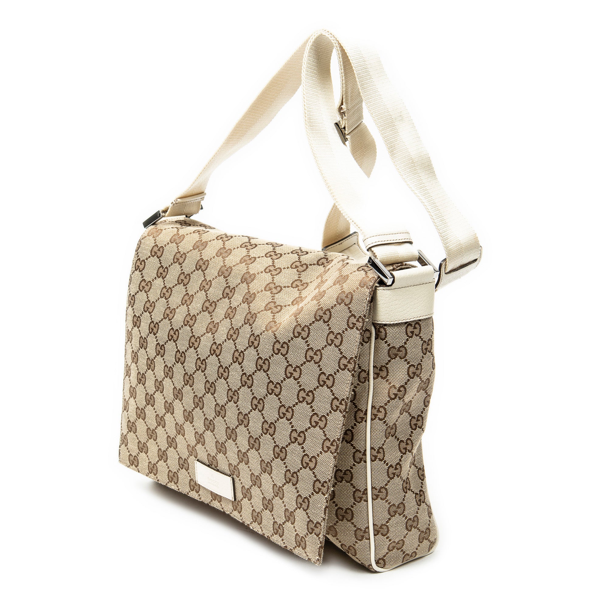 Shoulder Bag Flap Messenger Beige Monogrammed Canvas