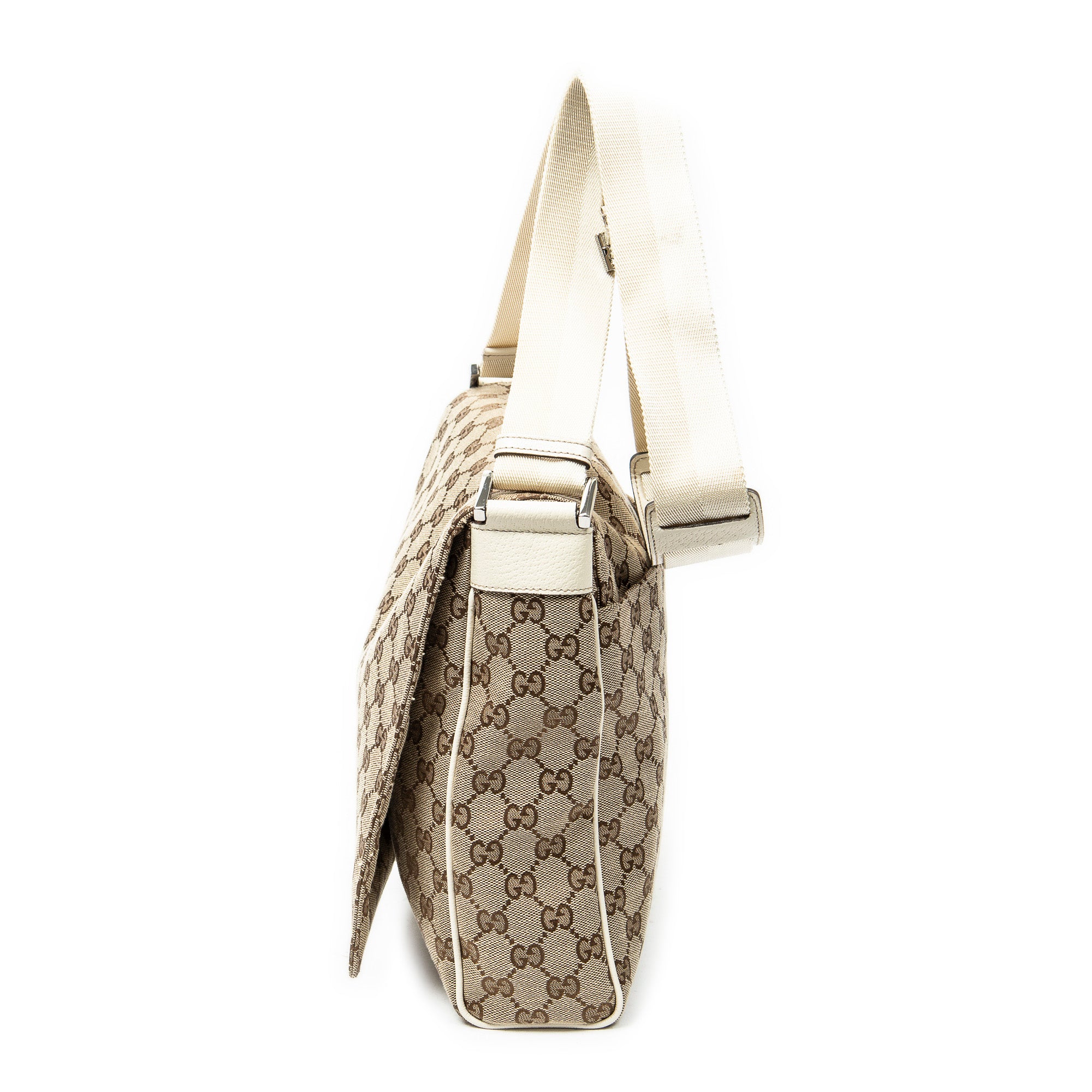 Shoulder Bag Flap Messenger Beige Monogrammed Canvas